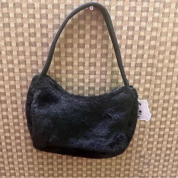 Hello Kitty Sanrio x Forever 21 Black fluffy Bag W/Rhinestones - Picture 4 of 7